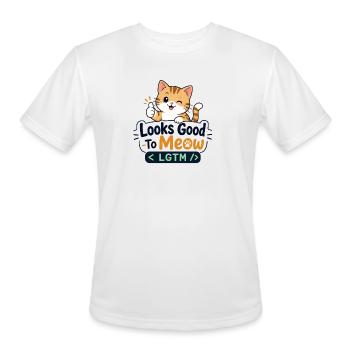Looks Good To Meow – LGTM Programmer Cat T-Shirt - Men's Moisture Wicking Performance T-Shirt - white - Front - Jackson (183cm)