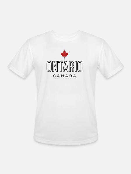 Maple Leaf Emblem on Bold Text - Men's Moisture Wicking Performance T-Shirt - white