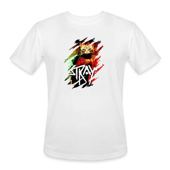 Stray Neon Cat Graffiti - Men's Moisture Wicking Performance T-Shirt - white - Front - Jackson (183cm)