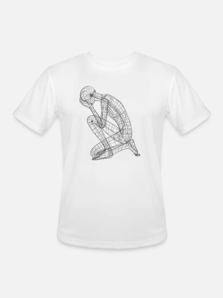 Kneeling Wireframe Figure - Men's Moisture Wicking Performance T-Shirt - white