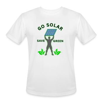 Go_solar-_save_green_-height - Men's Moisture Wicking Performance T-Shirt - white - Front - Jackson (183cm)