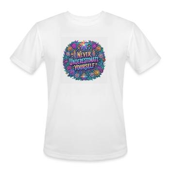 Never Underestimate Yourself Floral Mandala - Men's Moisture Wicking Performance T-Shirt - white - Front - Jackson (183cm)