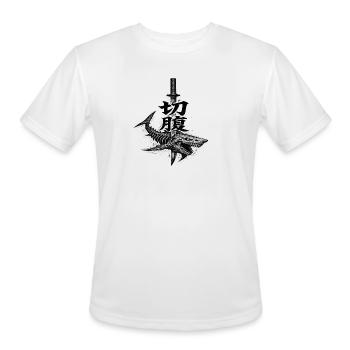Shark Sword Noir Kanji Emblem - Men's Moisture Wicking Performance T-Shirt - white - Front - Jackson (183cm)