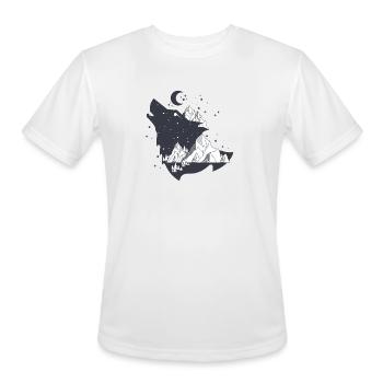 Howling Wolf Mountain Night Sky Vector - Men's Moisture Wicking Performance T-Shirt - white - Front - Jackson (183cm)