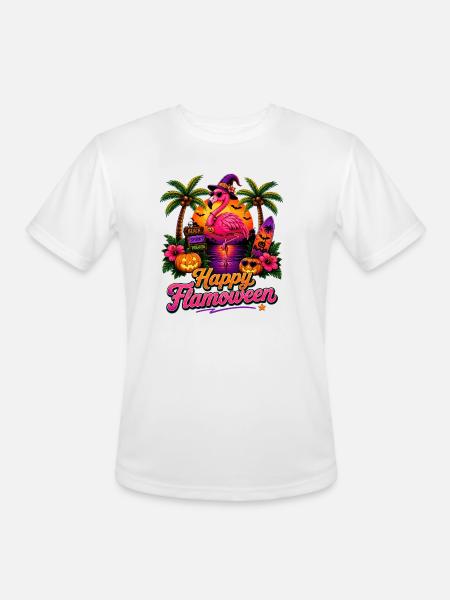 Happy Flamoween Flamingo Paradise - Men's Moisture Wicking Performance T-Shirt - white
