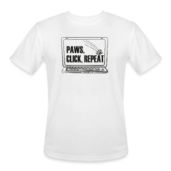 Paws Click Repeat Cat Lover Design - Men's Moisture Wicking Performance T-Shirt - white - Front - Jackson (183cm)
