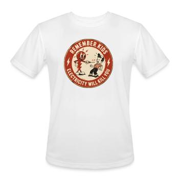 Electricity Safety Kids Sign - Men's Moisture Wicking Performance T-Shirt - white - Front - Jackson (183cm)