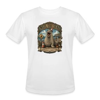  Neil the Seal - Tasmania's Chaos Icon T-Shirt - Men's Moisture Wicking Performance T-Shirt - white - Front - Jackson (183cm)