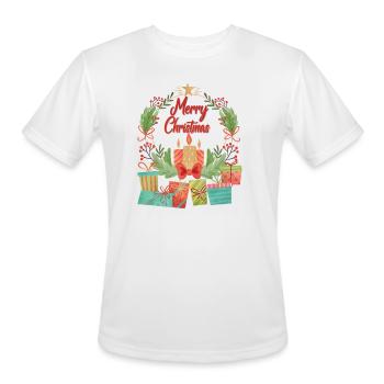 Christmas Wreath with Gifts - Men's Moisture Wicking Performance T-Shirt - white - Front - Jackson (183cm)