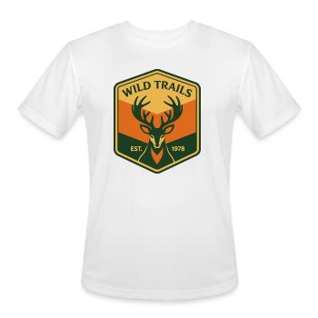 Wild Trails Deer Crest Patch - Men's Moisture Wicking Performance T-Shirt - white - Front - Jackson (183cm)