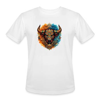 Sacred Tribal Bull Mandala Boho Watercolor Art - Men's Moisture Wicking Performance T-Shirt - white - Front - Jackson (183cm)