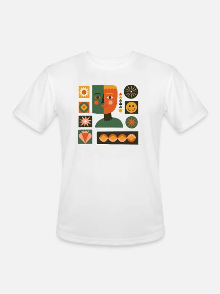 Dual-Tone Geometric Portrait - Men's Moisture Wicking Performance T-Shirt - white