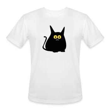 Funny Chonky Black Cat Vampire Vector Art - Men's Moisture Wicking Performance T-Shirt - white - Front - Jackson (183cm)