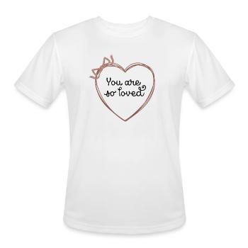 You Are So Loved Cute Minimalist Heart Ribbon Vale - Men's Moisture Wicking Performance T-Shirt - white - Front - Jackson (183cm)