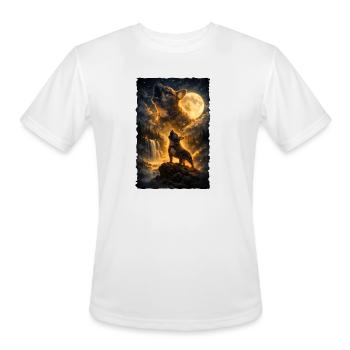 Bulldog Howling At The Full Moon Fantasy Art - Men's Moisture Wicking Performance T-Shirt - white - Front - Jackson (183cm)