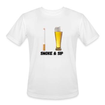 Smoke & Sip: Beer and Cigarette Design - Men's Moisture Wicking Performance T-Shirt - white - Front - Jackson (183cm)