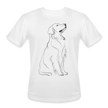 Minimalist Dog Line Art - Men's Moisture Wicking Performance T-Shirt - white - Front - Jackson (183cm)