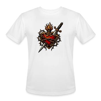 Sacred Heart Dagger Thorns Tattoo - Men's Moisture Wicking Performance T-Shirt - white - Front - Jackson (183cm)