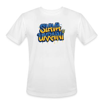 Slava Ukraini Graffiti - Glory To Ukraine Tryzub - Men's Moisture Wicking Performance T-Shirt - white - Front - Jackson (183cm)