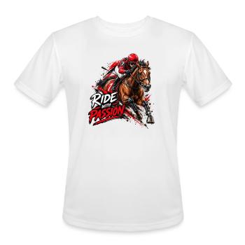 Ride With Passion – Horse Racing Jockey - Men's Moisture Wicking Performance T-Shirt - white - Front - Jackson (183cm)