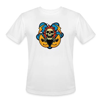 Flaming Skull Emblem Halftone - Men's Moisture Wicking Performance T-Shirt - white - Front - Jackson (183cm)