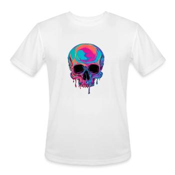 Neon Edgy Dark Skull - Melting Neon Skull Design - Men's Moisture Wicking Performance T-Shirt - white - Front - Jackson (183cm)