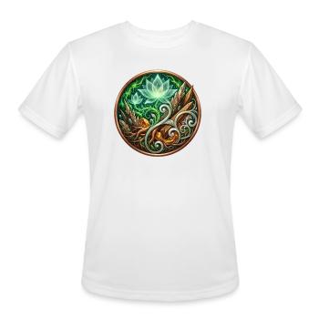 Verdant Arc: Mystic Cannabis Lotus Circle - Men's Moisture Wicking Performance T-Shirt - white - Front - Jackson (183cm)