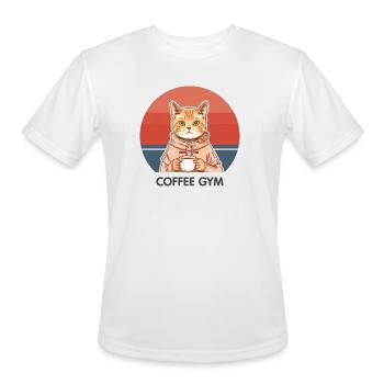 Sunset Cat Coffee Gym - Men's Moisture Wicking Performance T-Shirt - white - Front - Jackson (183cm)