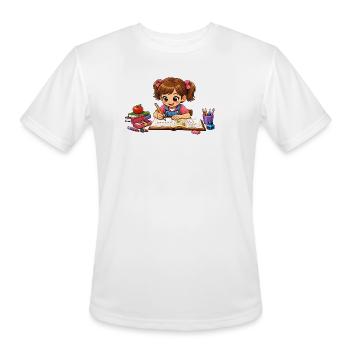 Little Scholar at Desk - Men's Moisture Wicking Performance T-Shirt - white - Front - Jackson (183cm)