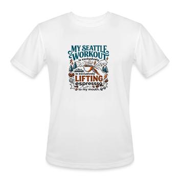 My Seattle Workout Is Lifting Espresso - Men's Moisture Wicking Performance T-Shirt - white - Front - Jackson (183cm)