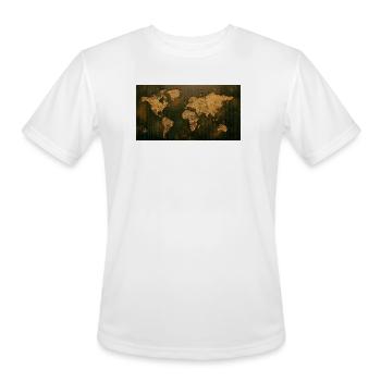 Digital World Map with Ancient Map Texture - Men's Moisture Wicking Performance T-Shirt - white - Front - Jackson (183cm)