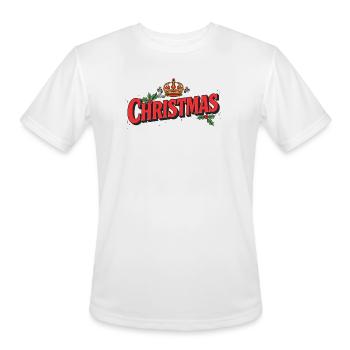 Crown Holly Christmas Script - Men's Moisture Wicking Performance T-Shirt - white - Front - Jackson (183cm)