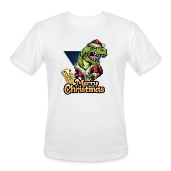 christmas santa claus T-rex dinosaur - Men's Moisture Wicking Performance T-Shirt - white - Front - Jackson (183cm)