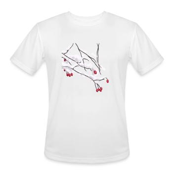 Winter berries Snowy Branches - Men's Moisture Wicking Performance T-Shirt - white - Front - Jackson (183cm)