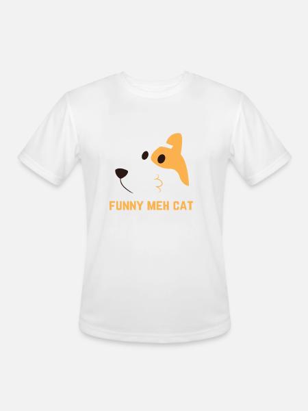 Funny Meh Cat Birthday - Men's Moisture Wicking Performance T-Shirt - white