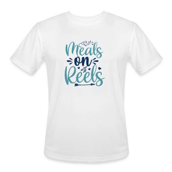 Meals On Reels Fishing - Men's Moisture Wicking Performance T-Shirt - white - Front - Jackson (183cm)