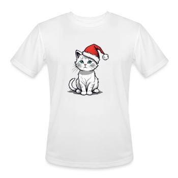 White Christmas Cat - Men's Moisture Wicking Performance T-Shirt - white - Front - Jackson (183cm)