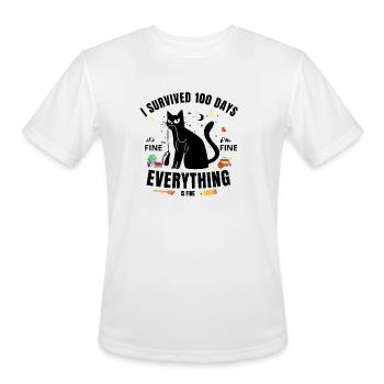 Happy 100th Day of School Funny Black Cat - Men's Moisture Wicking Performance T-Shirt - white - Front - Jackson (183cm)