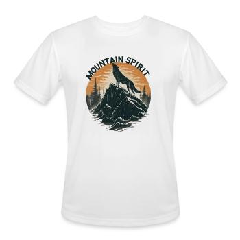 Mountain Majesty Wolf Howling on the Peak - Men's Moisture Wicking Performance T-Shirt - white - Front - Jackson (183cm)