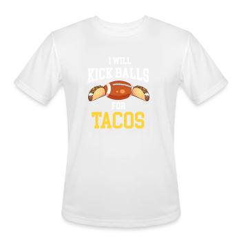 Will Kick Balls For Tacos Football Kicker - Men's Moisture Wicking Performance T-Shirt - white - Front - Jackson (183cm)