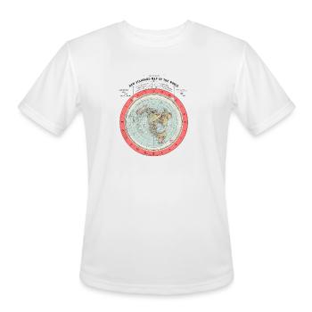 Flat Earth Theory World Map - Funny Conspiracy The - Men's Moisture Wicking Performance T-Shirt - white - Front - Jackson (183cm)