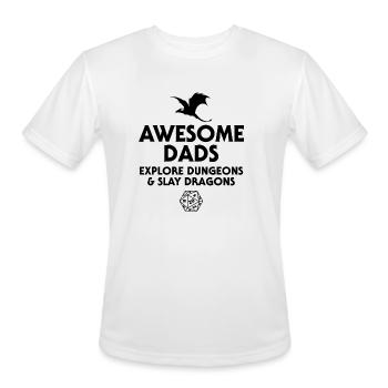 Mens Awesome Dads Explore Dungeons and Slay Dragon - Men's Moisture Wicking Performance T-Shirt - white - Front - Jackson (183cm)