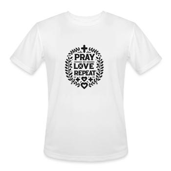 Pray Love Repeat - Men's Moisture Wicking Performance T-Shirt - white - Front - Jackson (183cm)