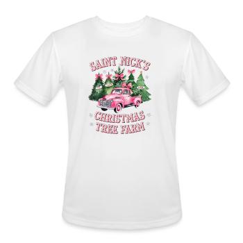 Saint Nick's Christmas Tree Farm, farm fresh trees - Men's Moisture Wicking Performance T-Shirt - white - Front - Jackson (183cm)