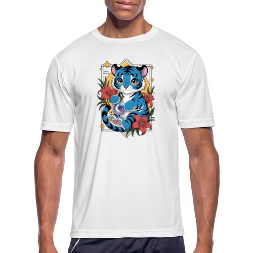 Mystic Blue Tiger Anime Potion Design – Cute tiger - Men's Moisture Wicking Performance T-Shirt