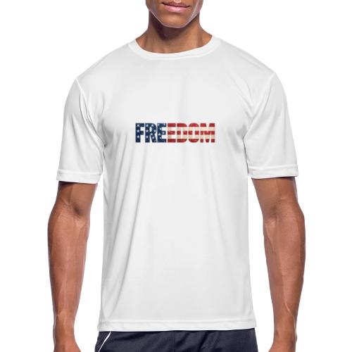 Freedom American Flag Distressed Patriotic Shirt - Men's Moisture Wicking Performance T-Shirt