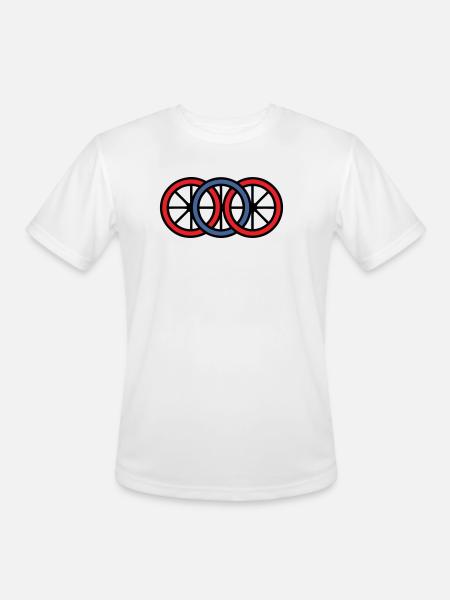 Bike Wheels Rings Logo - Men's Moisture Wicking Performance T-Shirt - white
