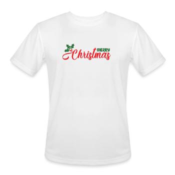 Christmas Script with Holly - Men's Moisture Wicking Performance T-Shirt - white - Front - Jackson (183cm)