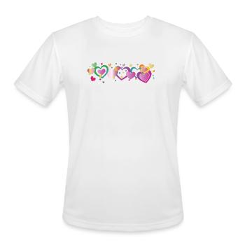 Colorful Hearts Border Design - Men's Moisture Wicking Performance T-Shirt - white - Front - Jackson (183cm)
