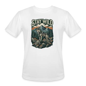 Stay Wild Wolf in Mountain Ridge - Men's Moisture Wicking Performance T-Shirt - white - Front - Jackson (183cm)
